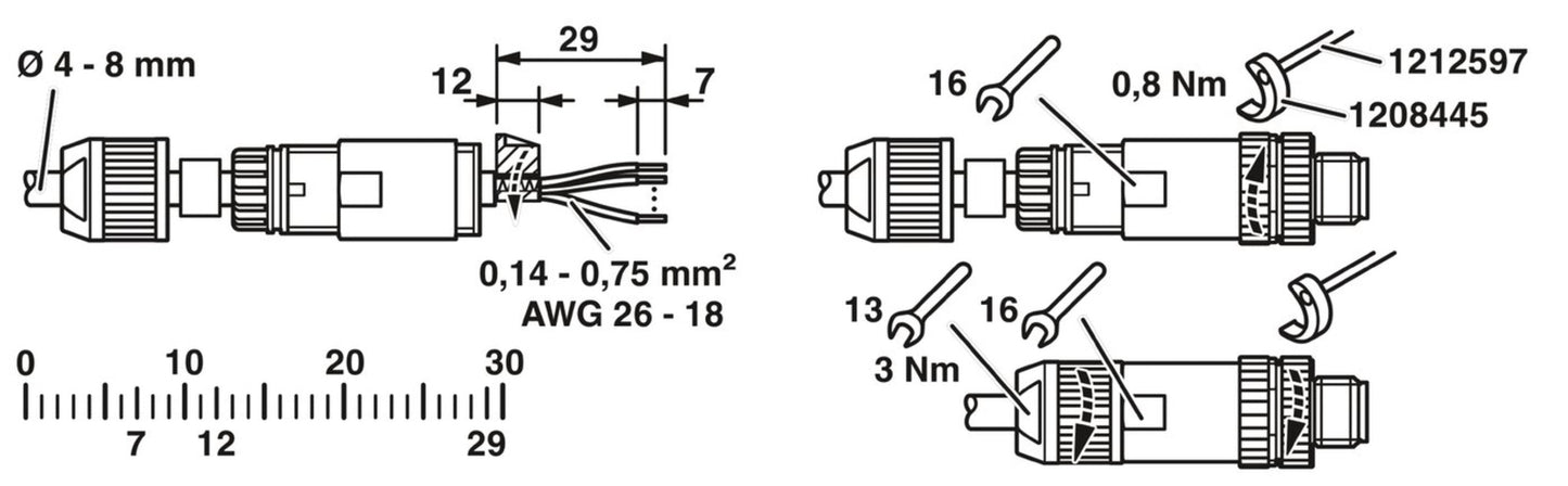 1pcs PHOENIX CONTACT 1424666 Connector SACC-M12MS-4PL SH
