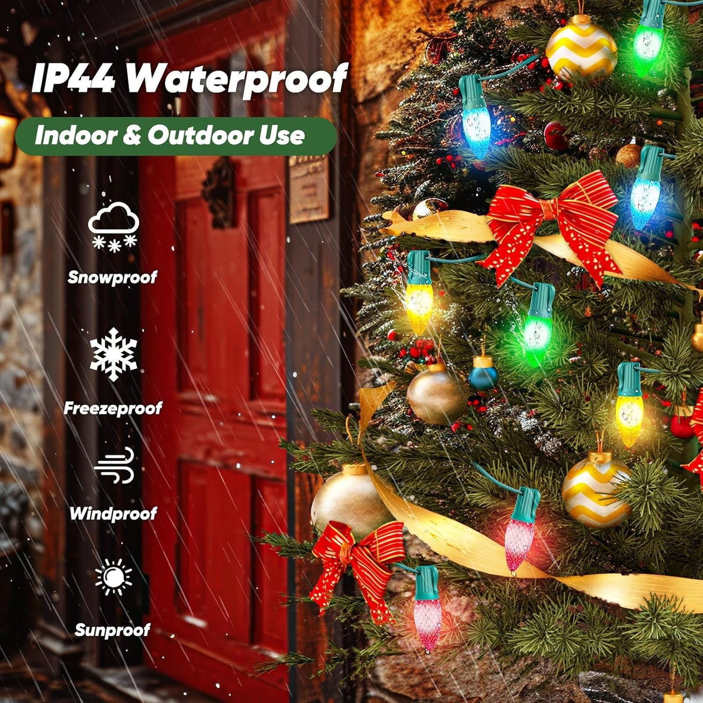 500 FT C9 Cut-to-Length Christmas Lights - Outdoor, E17 Sockets, Green Wire