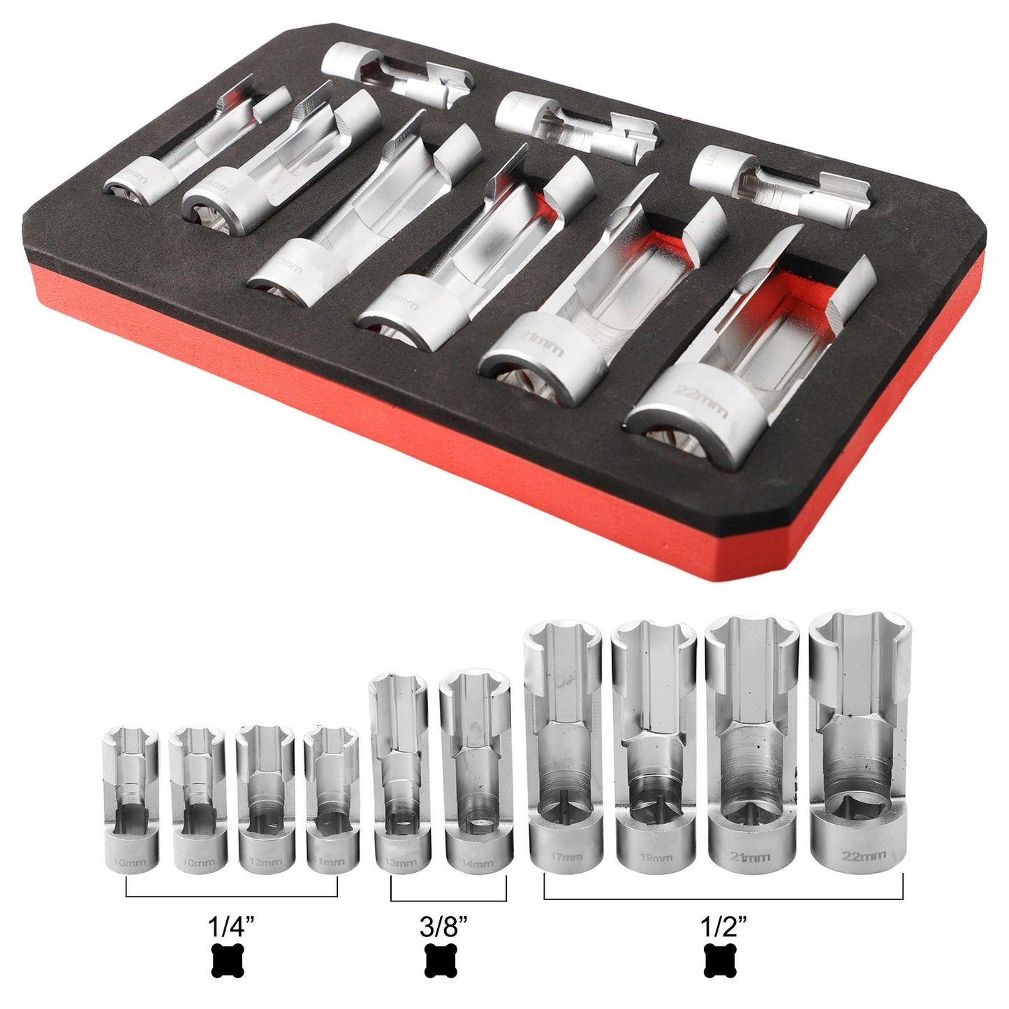 Effortless Temperature Sensor Unit Access 9pcs Fuel Line Socket Wrench Set
