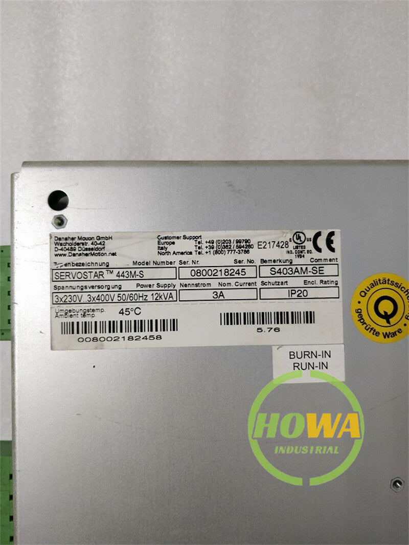 KOLLMORGEN SERVOSTAR 443M-S S403AM-SE  Test Servo Driver One /piece