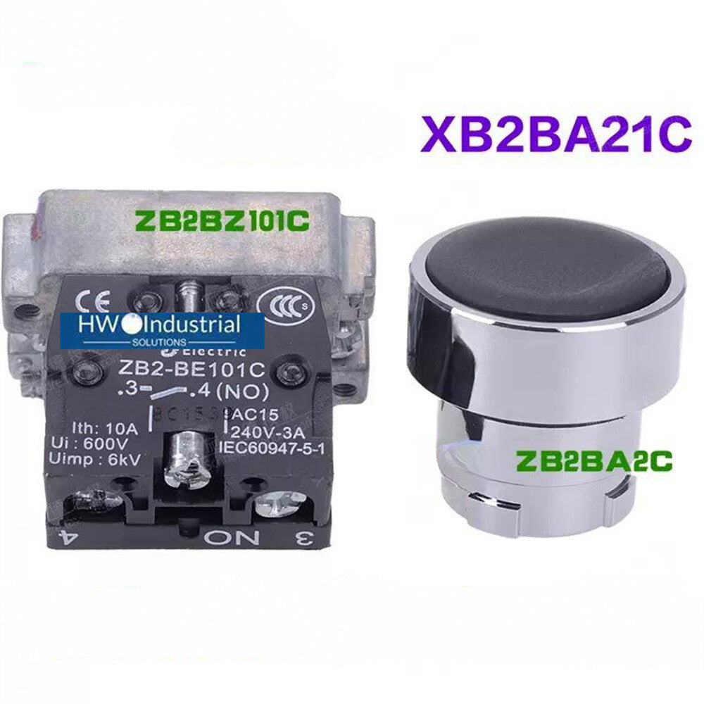 2/Piece  Flat Head Self Reset Button Switch XB2BA21C XB2-BA21C Black 1NO