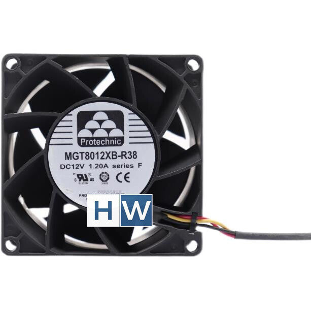 1PC Protechnic MGT8012XB-R38 3-wire DC12V 1.20A 8CM Cooling Fan
