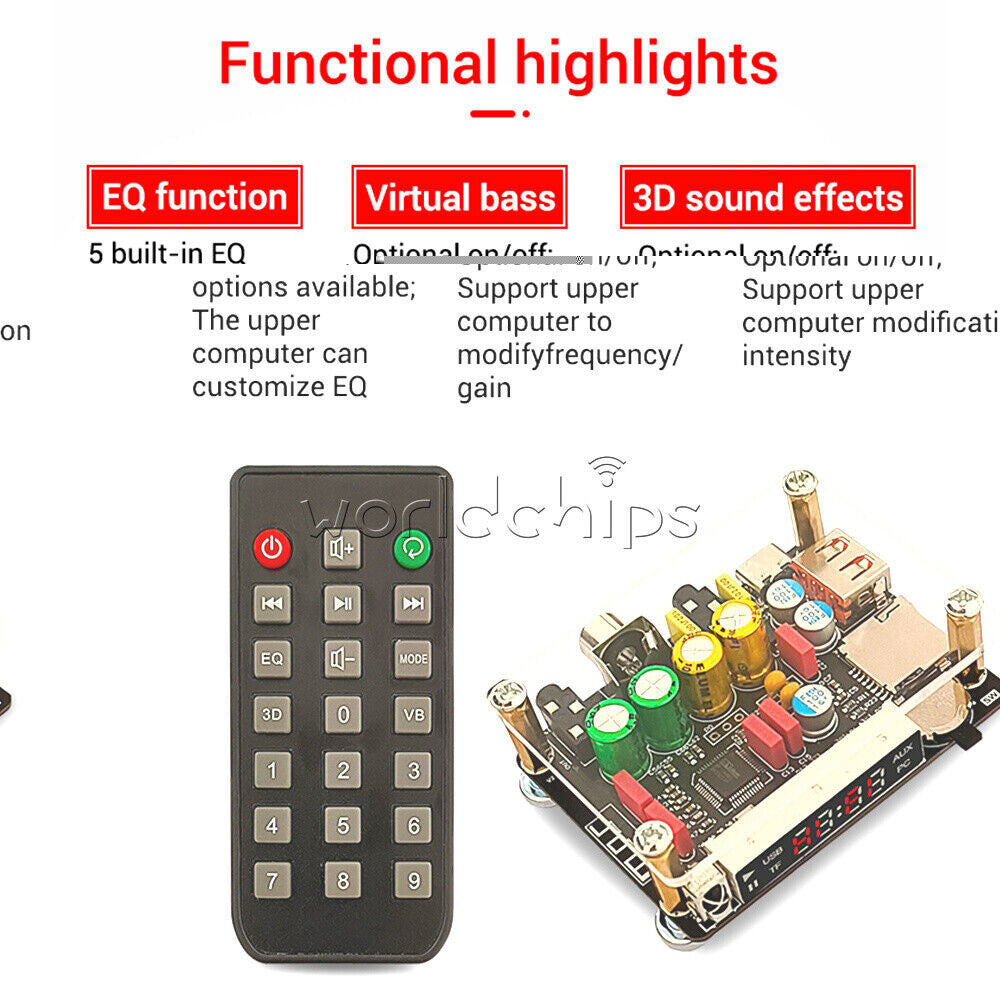 ZK-DAM-K1 Bluetooth U Disk Sound Card TF Decoder Board Front DSP Tuning Type-C