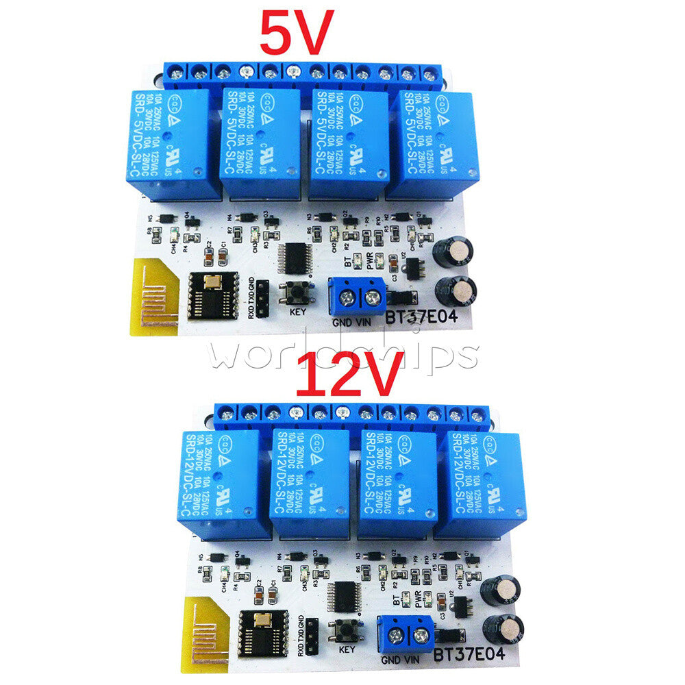 4 Channels BT37E04 Bluetooth BLE Relay Switch Module DC 5V 12V For IOS Android
