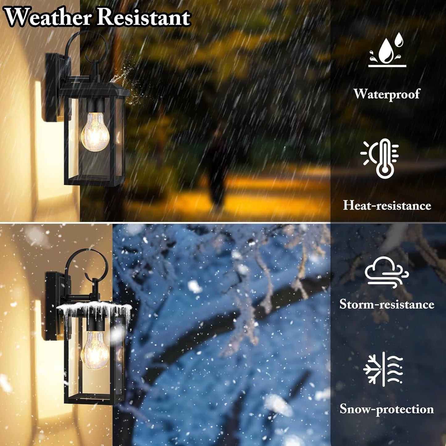 Outdoor Wall Light Fixtures, 2-Pack, Waterproof,Modern Sconce for Porch & Garage