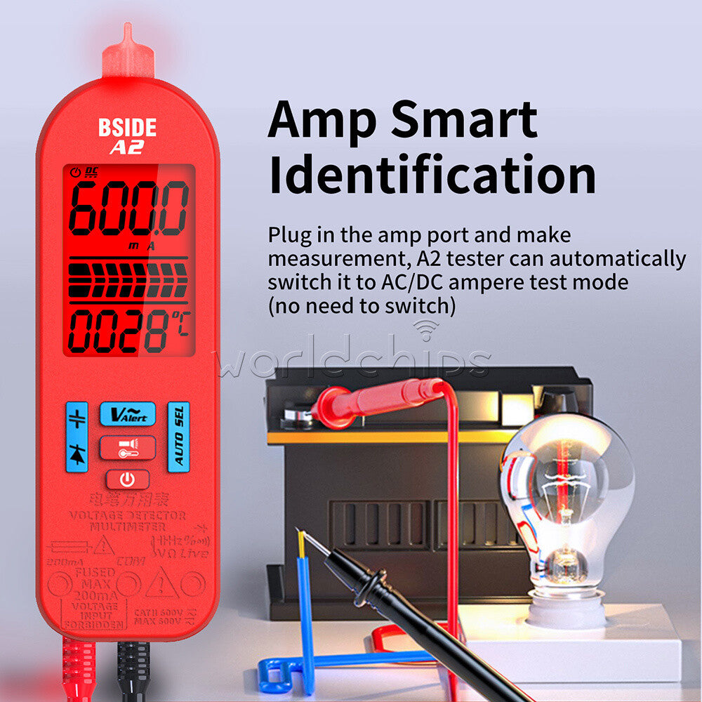 BSIDE A2 Digital Multimeter Voltmeter Auto Range DC/AC Voltage Resistance Tester