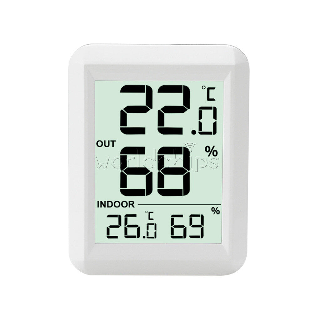 433MHz Digital Wireless Indoor Outdoor Thermo-Hygrometer Humidity Meter White