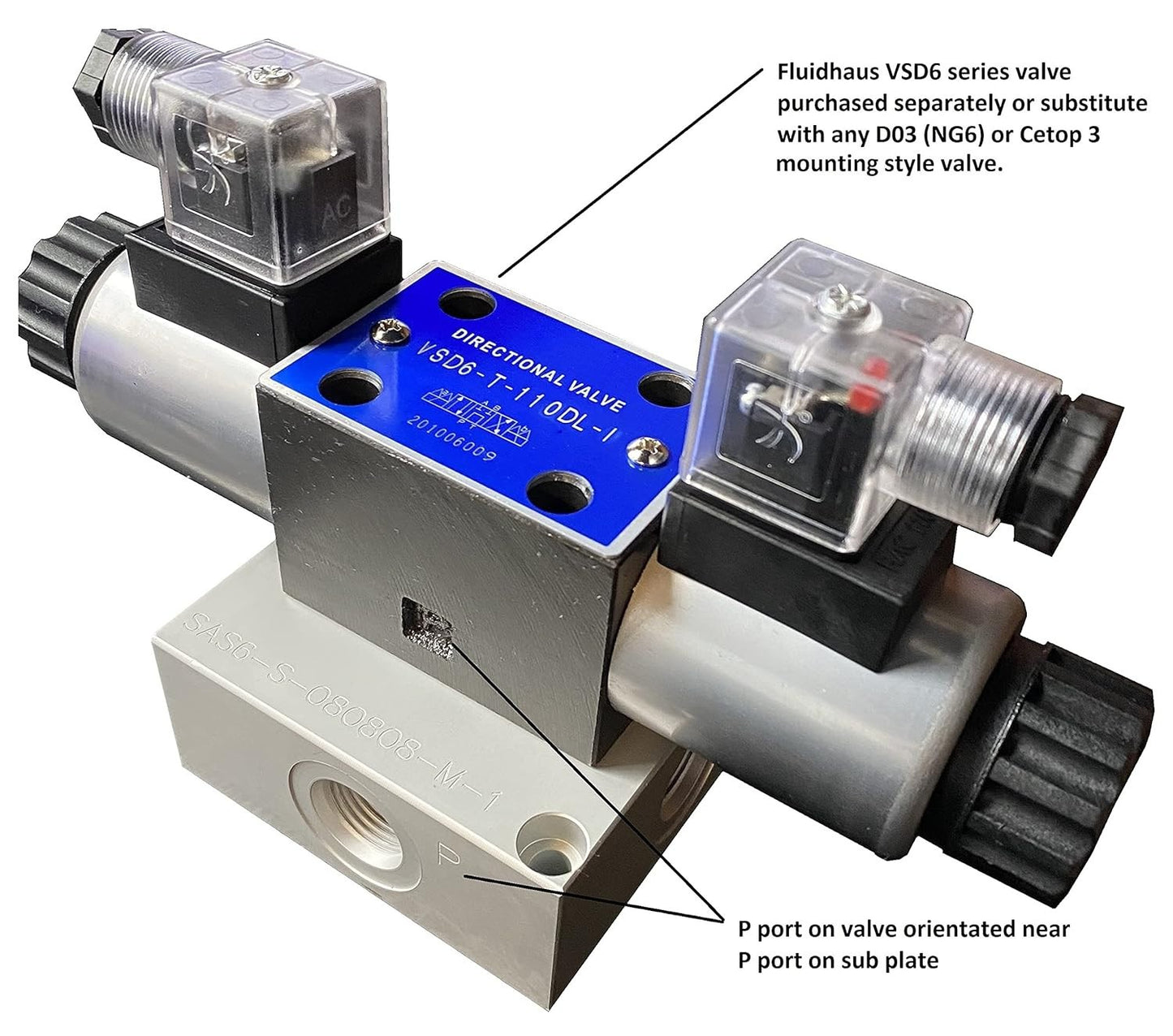 Universal Hydraulic Valve Mounting Sub Plate - D03 NG6, SAE -8 Ports