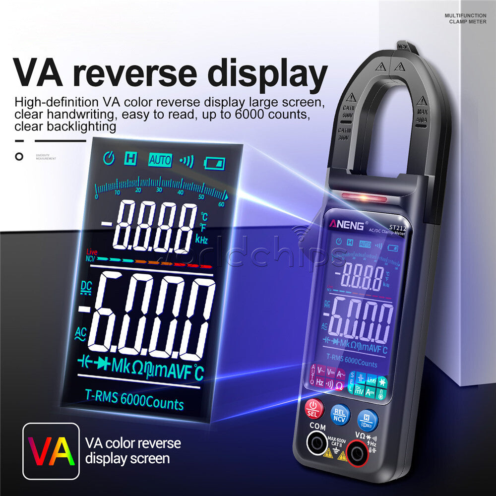 ANENG ST212 Pro Digital Clamp Meter 6000 Counts Voltage Current NCV Multimeter