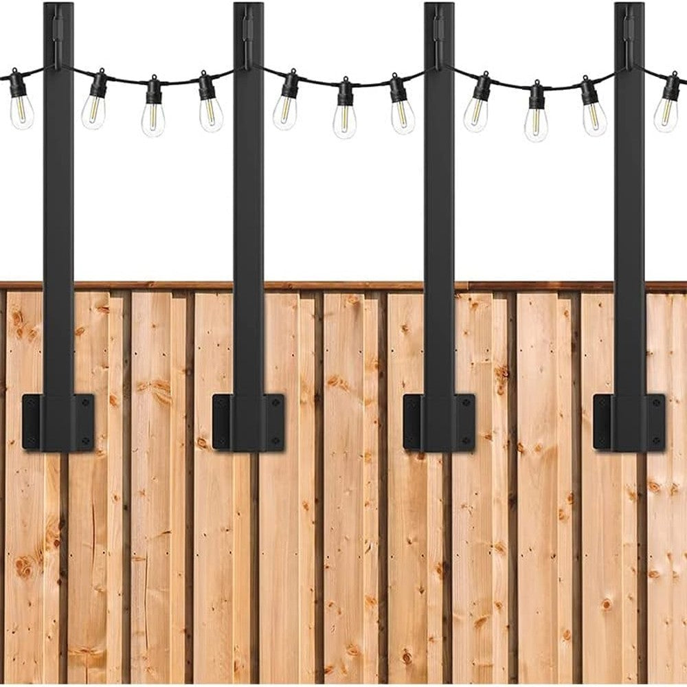 4 Pcs Metal Poles with Clips for String For Light Installation Outdoors