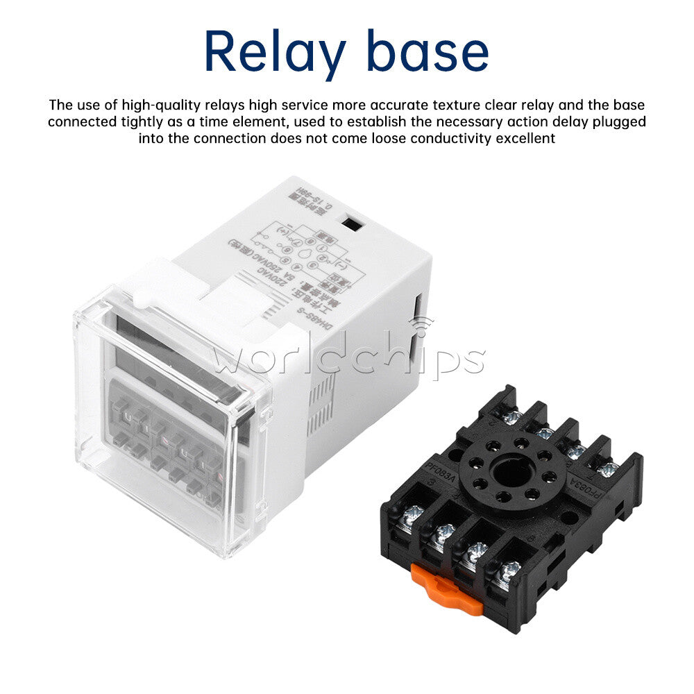 DH48S-S 0.1s-99h AC/DC12V 24V AC220V Cycle Timer Time Switch Relay With Base