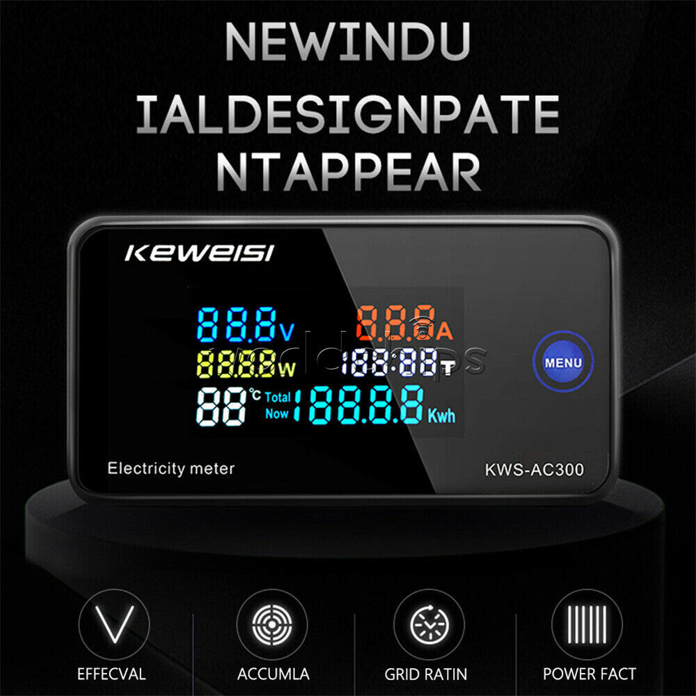 AC50-300V Color Display Digital Voltmeter Current Power Temperature Energy Meter