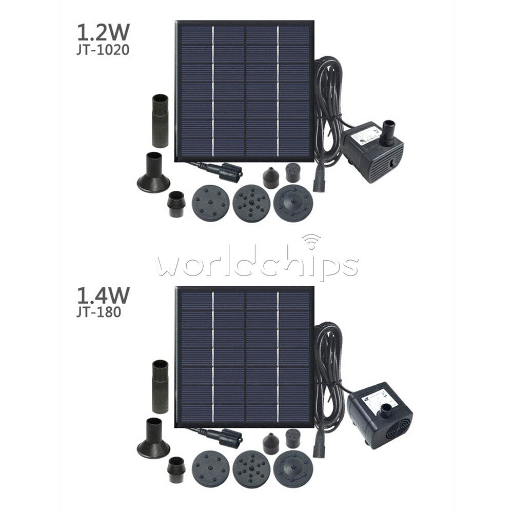1.2W/1.4W Solar Powered Water Fountain Pool Pond Garden Pump Sprinkler Sprayer