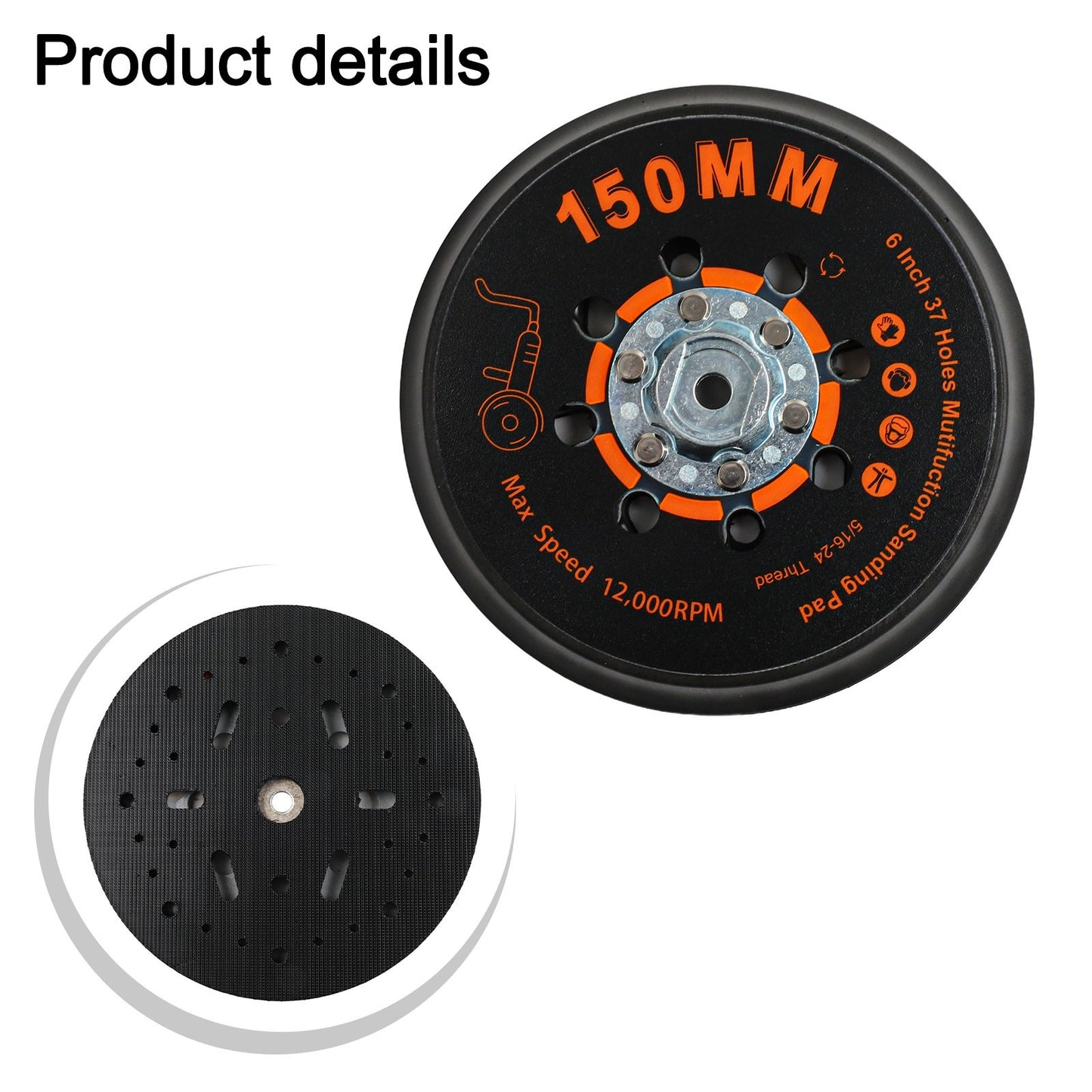 150mm Sanding Disc Backing Pad with 37 Holes for Various Finishing Applications
