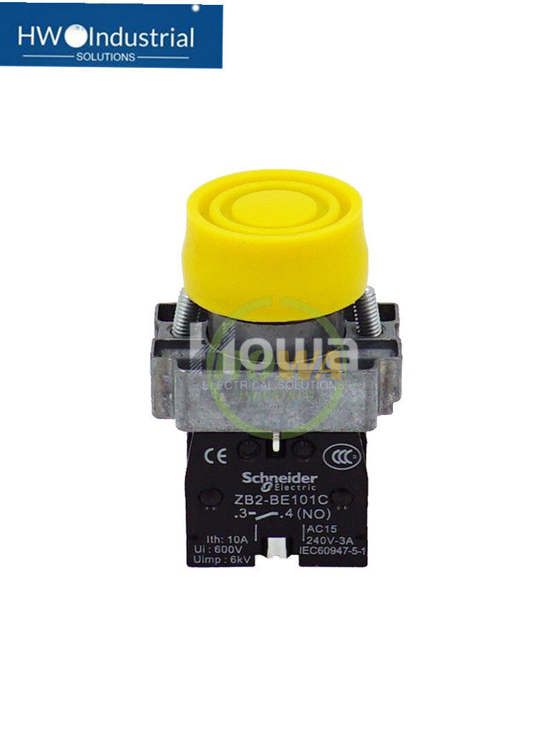 2PC  Yellow Button Switch Contact Self Reset XB2BP51C XB2-BP51C 1NO