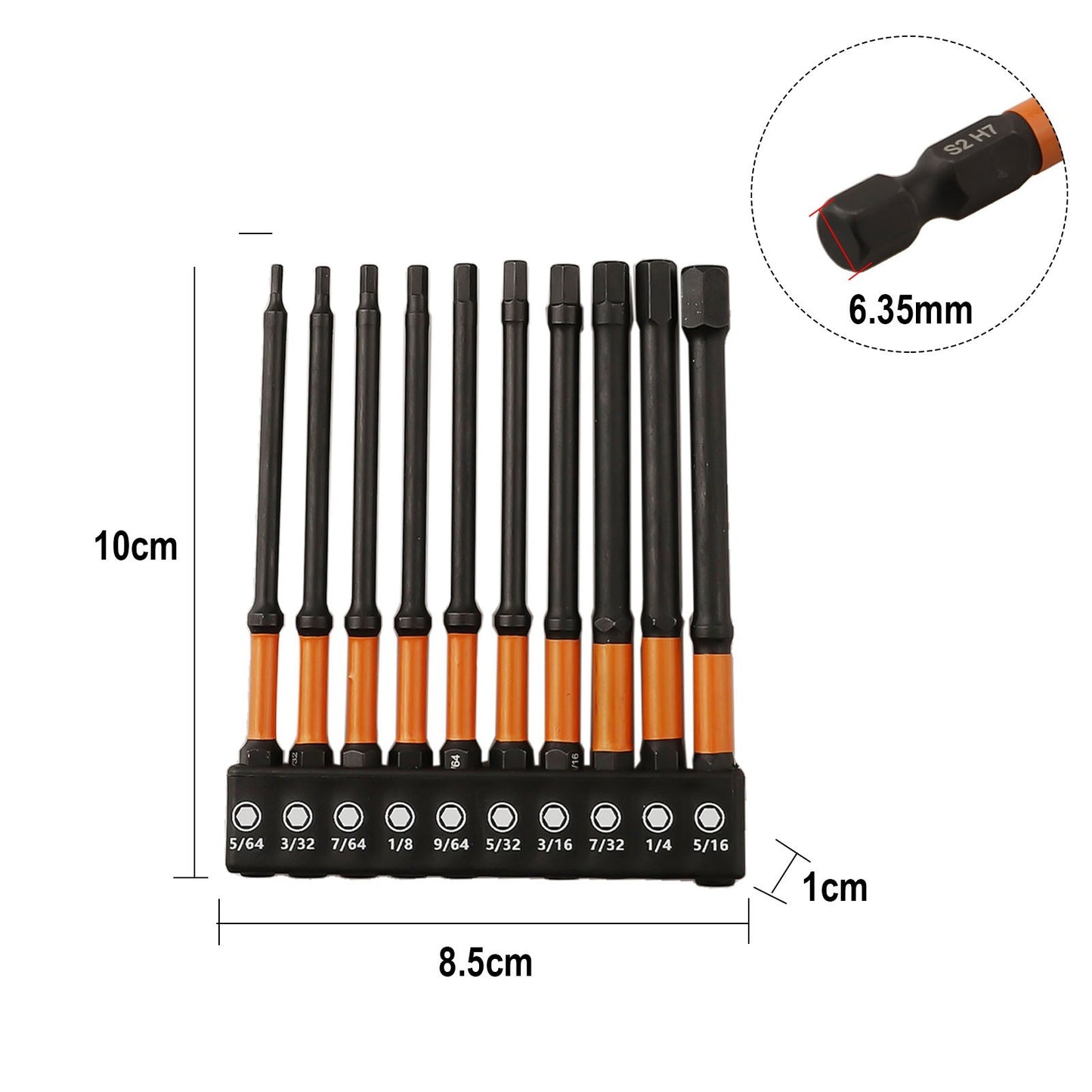 For Impact Hex Driver Bit Set 20pcs Metric SAE with Magnetic Holder 100mm