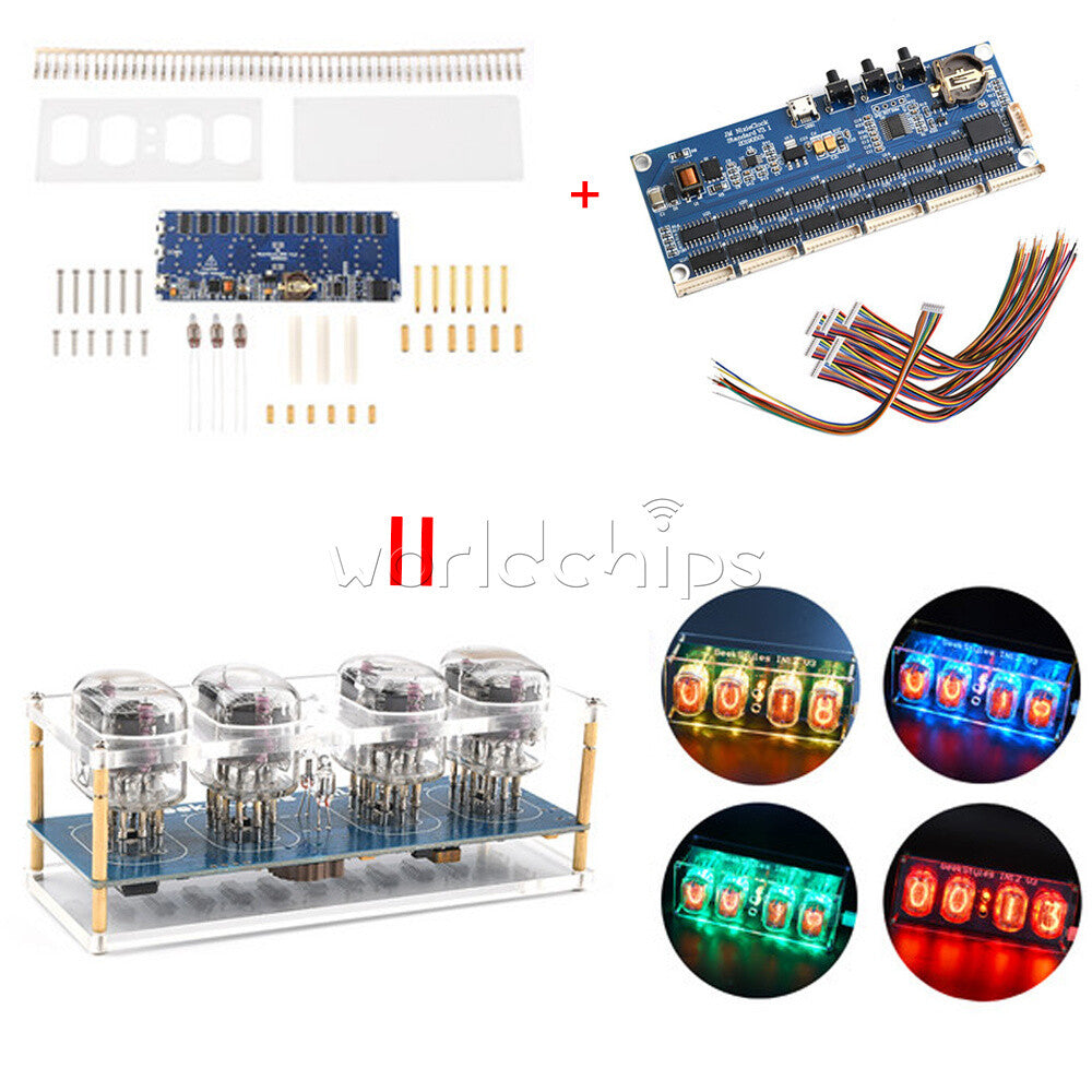 Micro USB Tube Glow Nixie Tube Clock DIY Kit for IN14/ IN12 IN-12 QS30 PCBA RGB