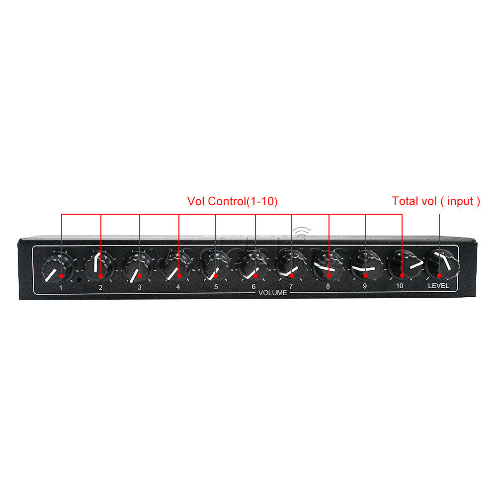 DC12-24V Stereo Headphone Amplifier 1-Channel Input 10-Channel Output Splitter
