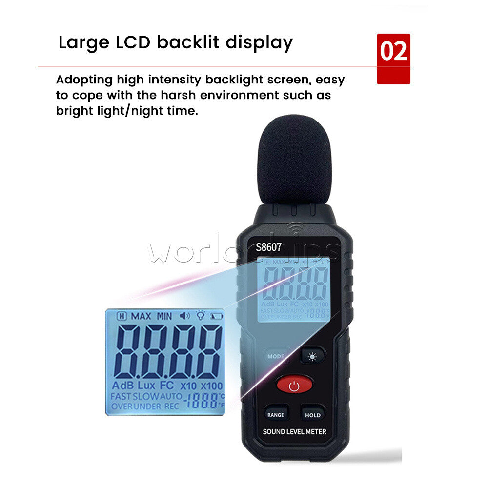 Digital LCD Sound Level Meter 30~130dB Professional Sound Noise Level Meter