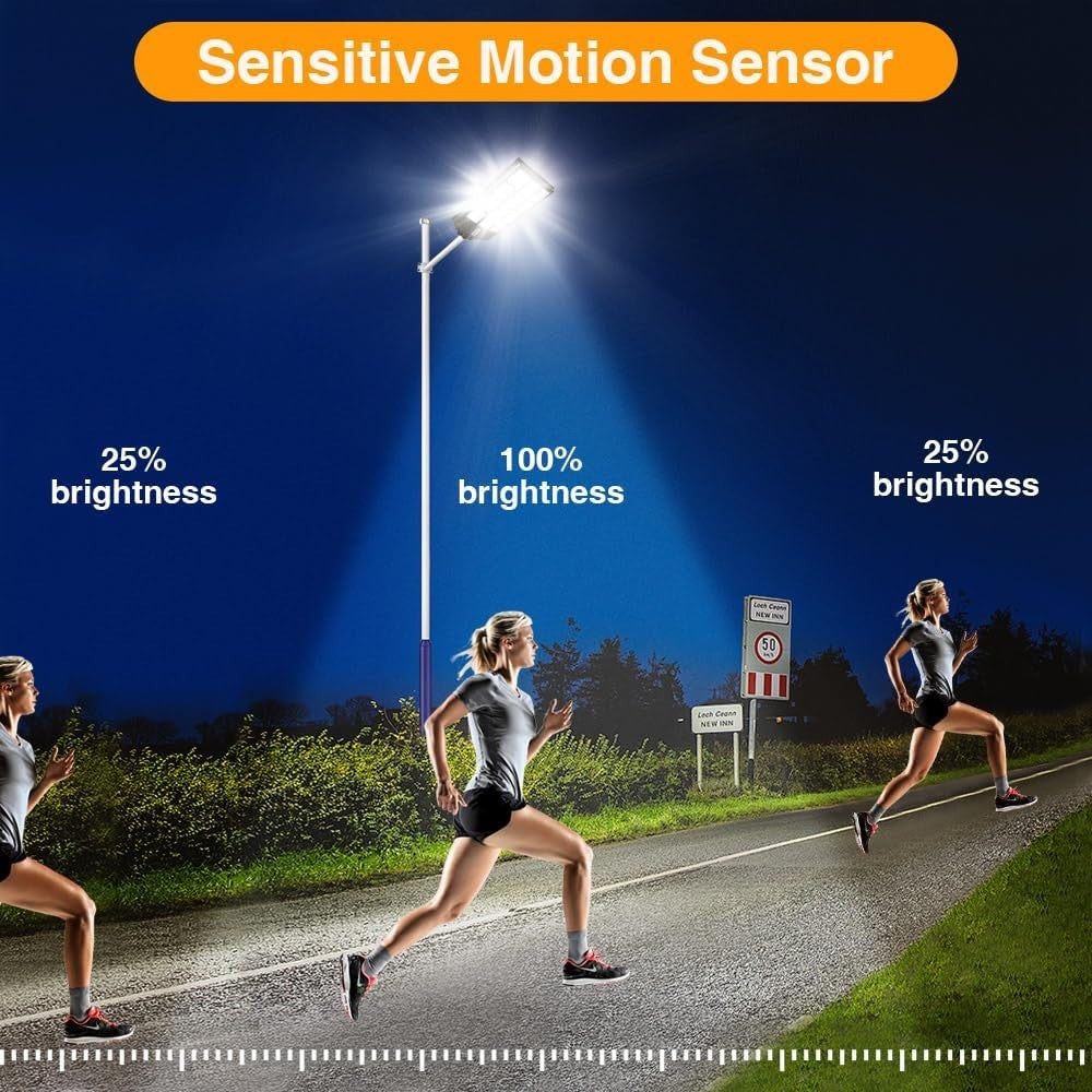 12000W Solar Street Light, 100000 Lumens Dusk to Dawn Motion Sensor
