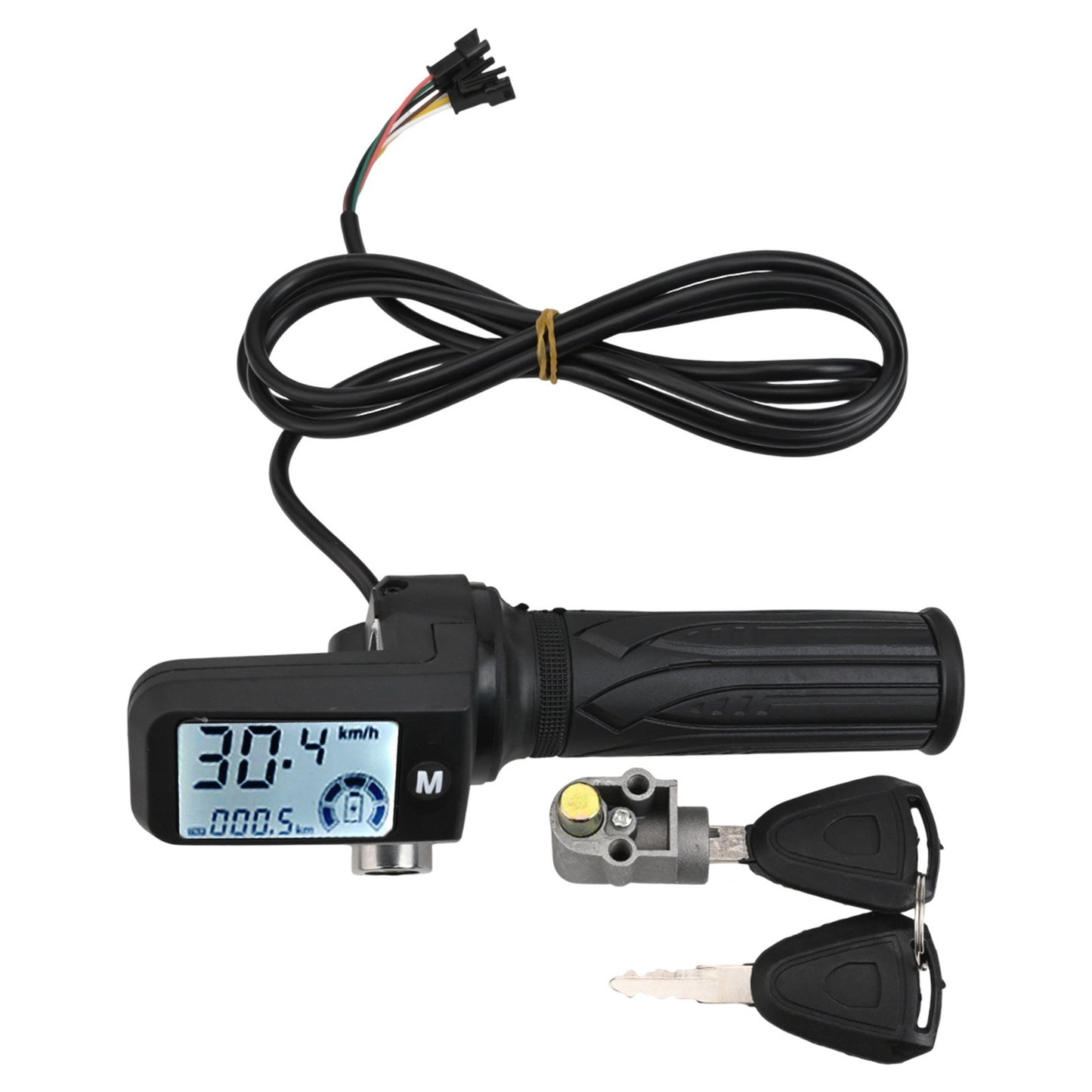Throttle Handle for Electric Bikes with Key Locks and LCD Functionality