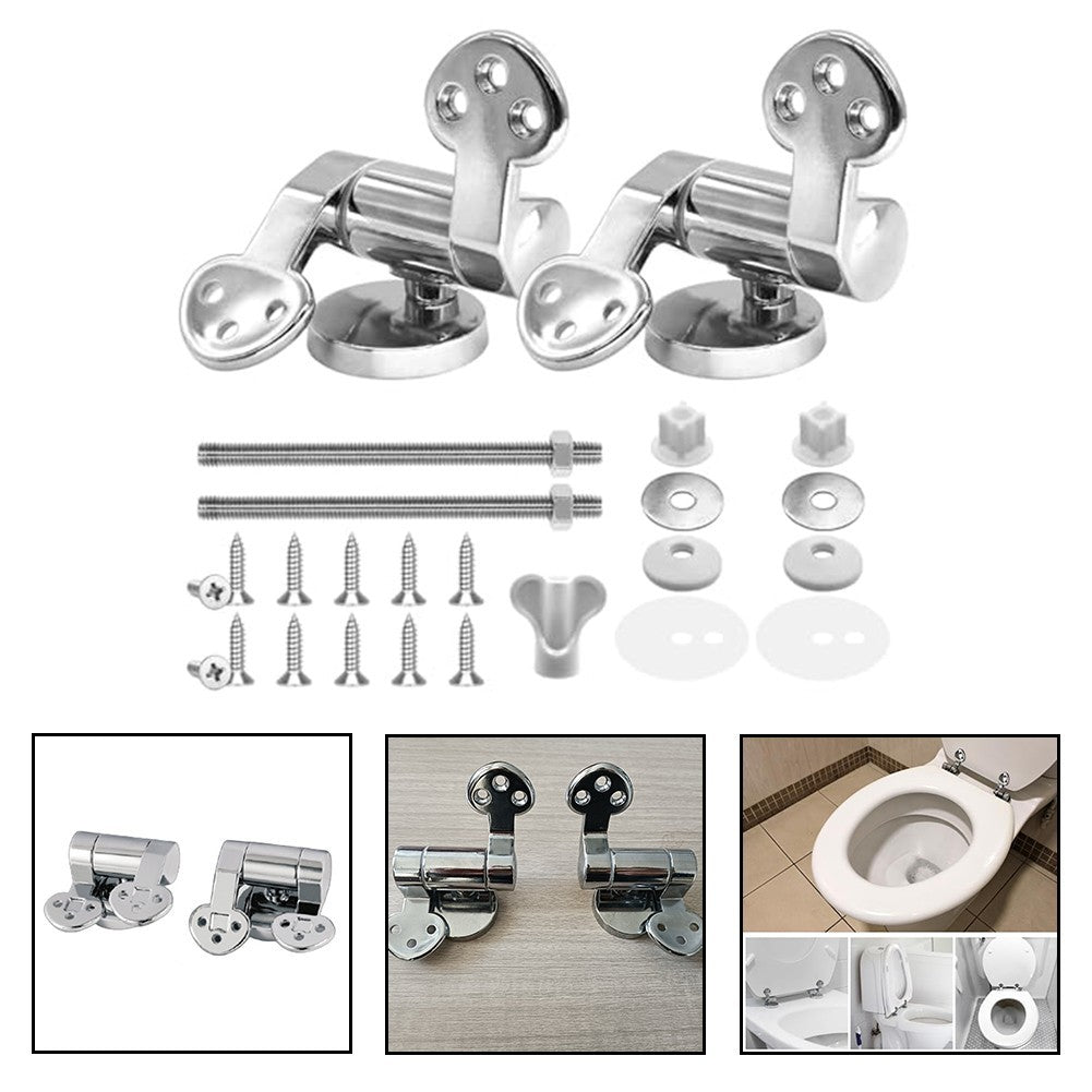 Toilet Seat Replacement Hinges Set Featuring Soft Close Mechanism For Quiet Use