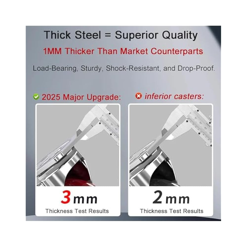 4-Pack 4" Casters with Brakes, 2400lbs Capacity, Swivel, for Furniture