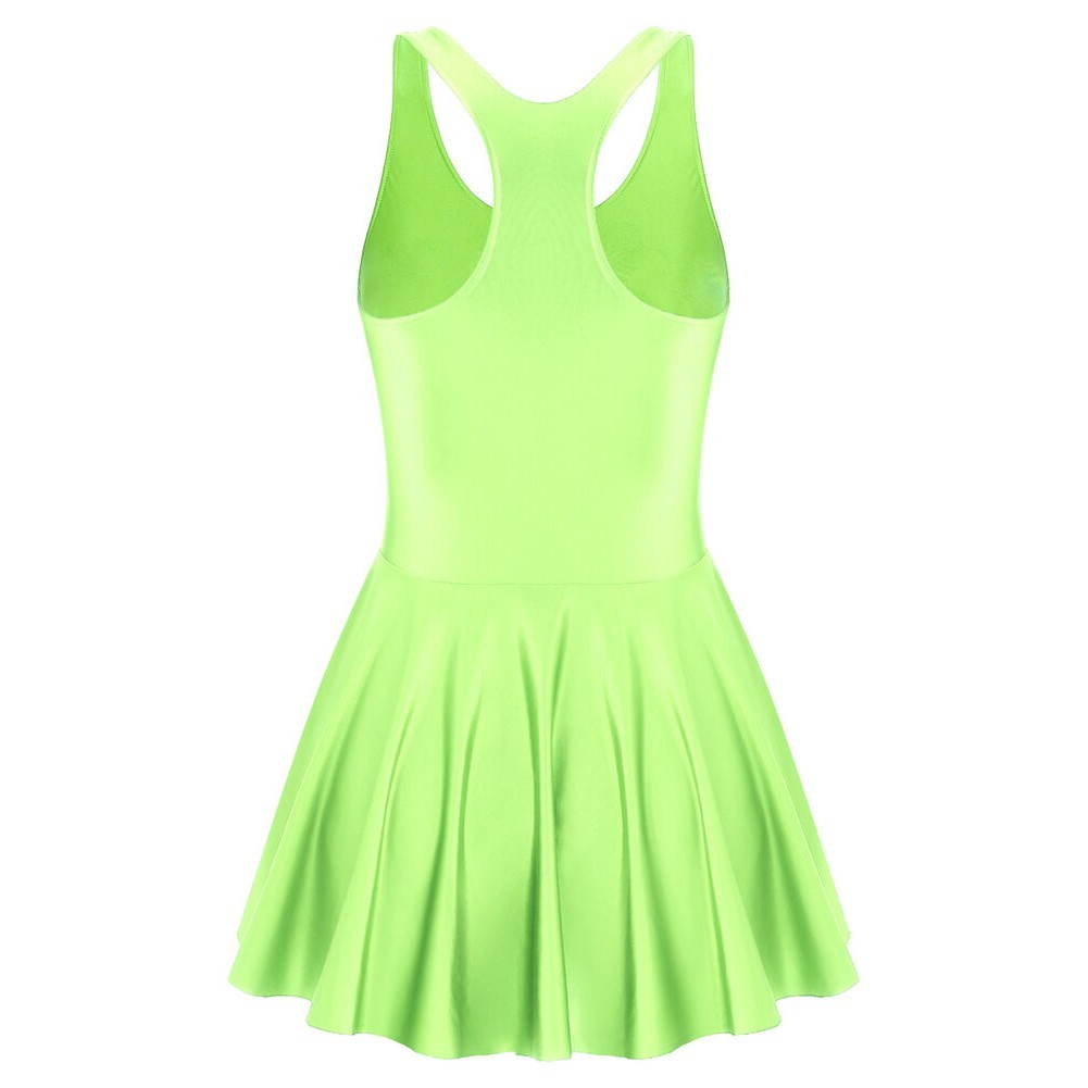 Solid Color Athletic Tennis Dress Stretchy Sleeveless Tank Dress for Women
