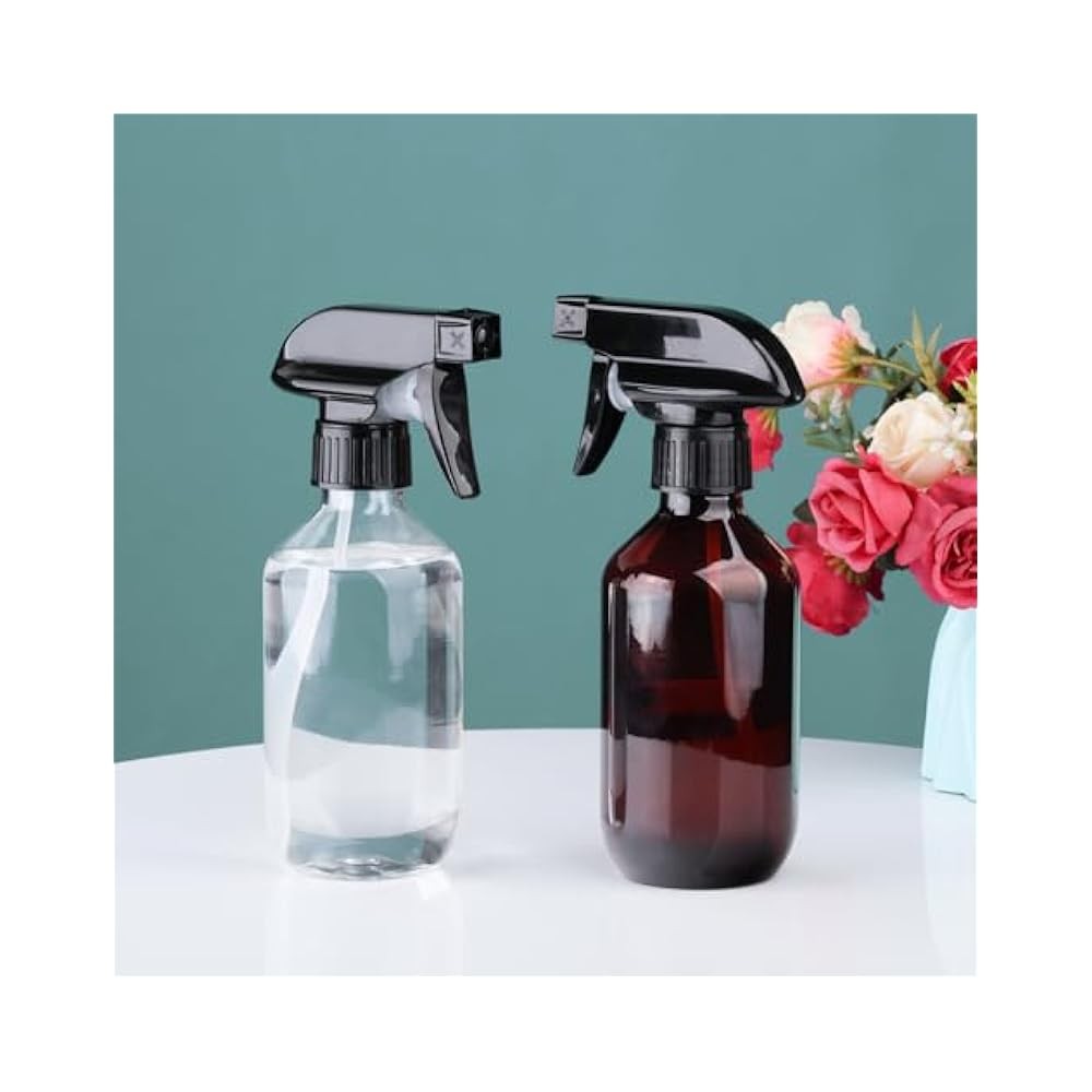 Clear/Brown Spray Bottles, 10oz/300ml, Adjustable Head, Refillable