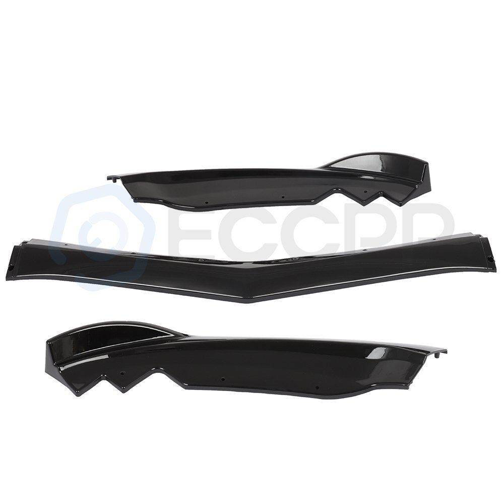 Fits 2015-2018 Cadillac ATS 3pcs Gloss Black Front Bumper Spoiler Lip