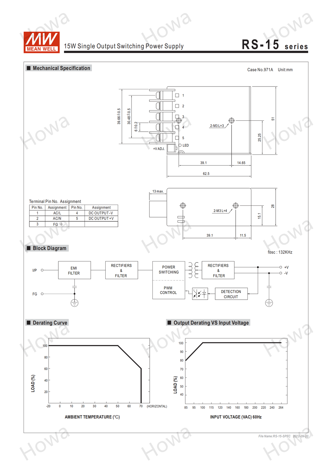 Mean Well RS-15 3A/1A Switching Power Supply Module 5/12V/24V/48 15W Low Power