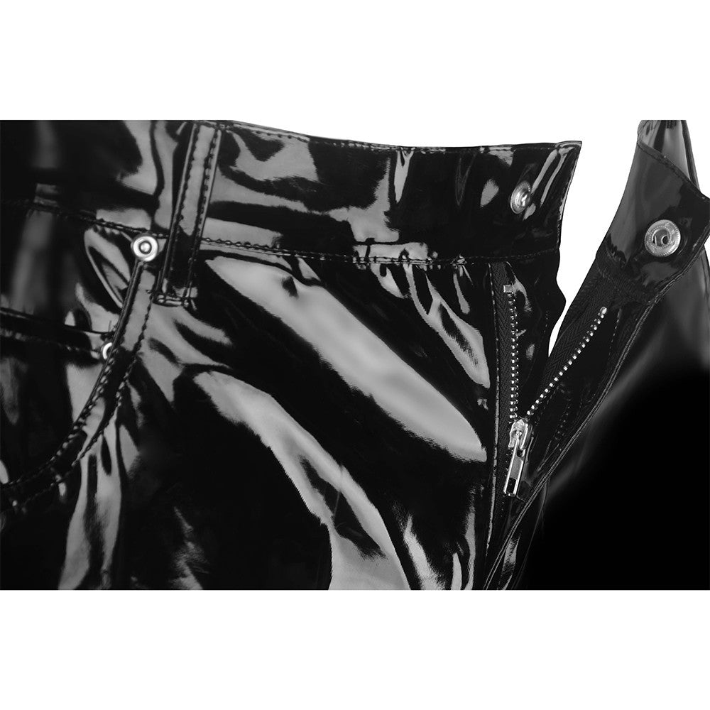 Men Faux Leather PVC Pants Trousers Long Shiny Club Dance Wear Punk Gothic
