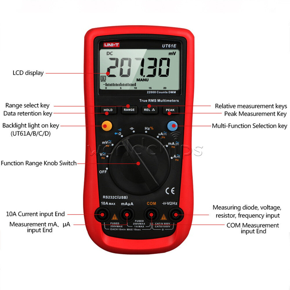 UT61E Digital LCD Multimeter High-precision Universal AC DC Meter Flameproof