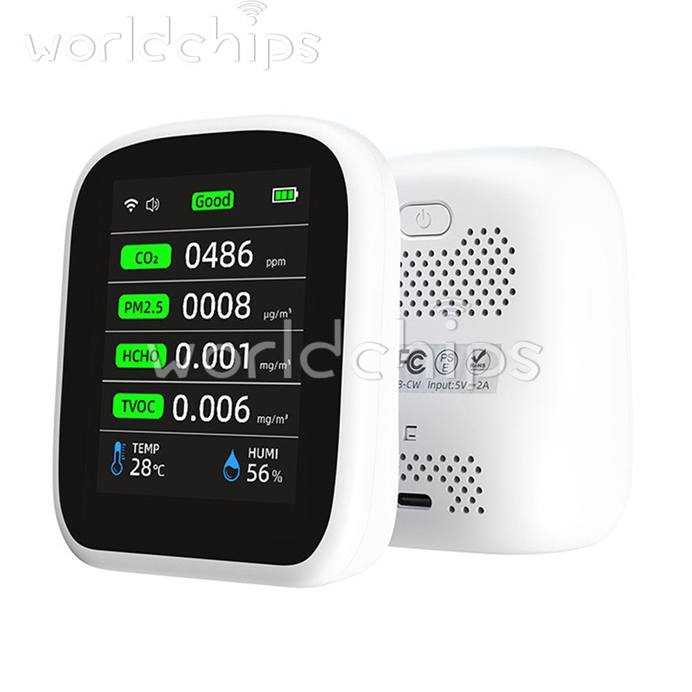 Portable WiFi Air Quality Monitor CO2 Temp & Humidity NDIR Sensor APP Control