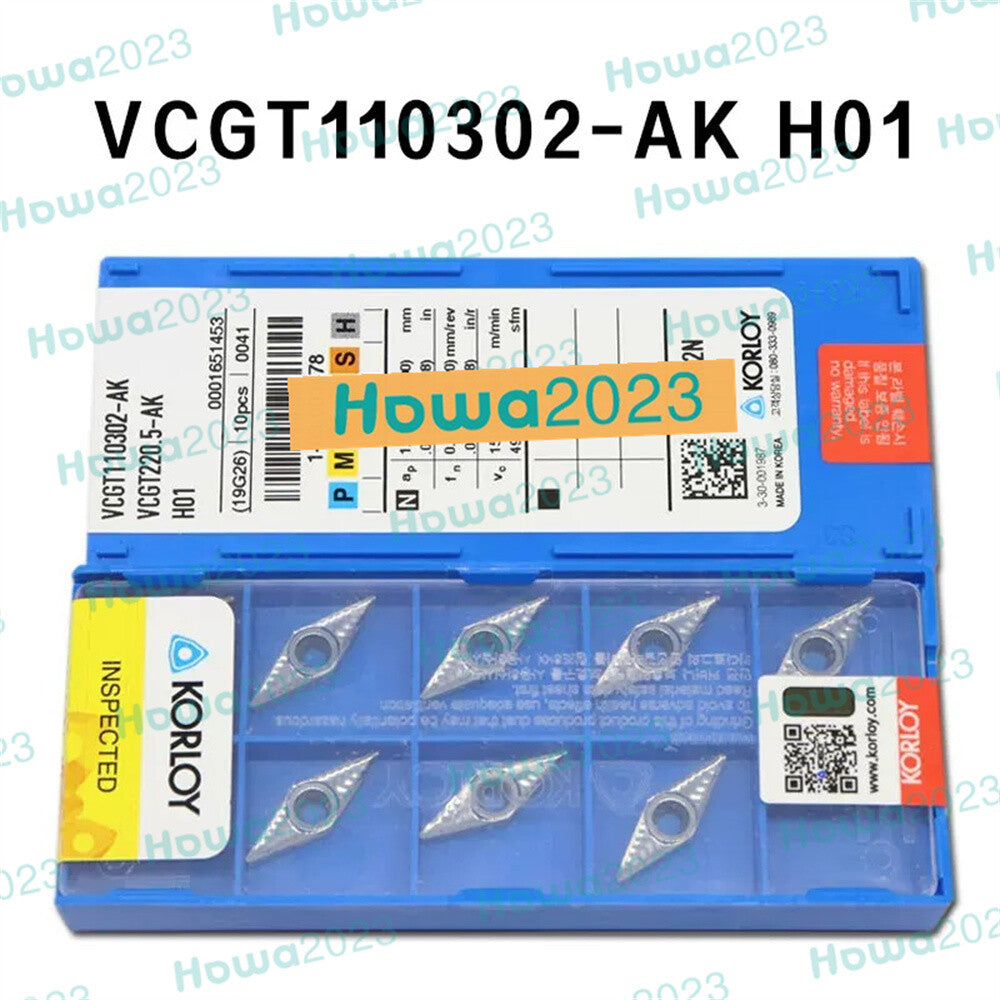 10Pieces/Box KORLOY VCGT110302-AK H01 VCGT220.5-AK Carbide Inserts Turning Blade