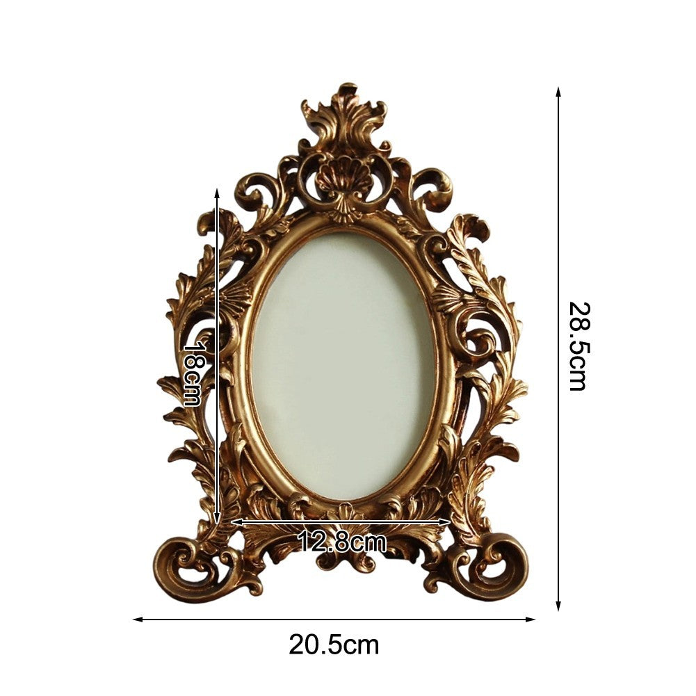 Oval Photo Frame Vintage European Style Distressed Finish Wall Mountable