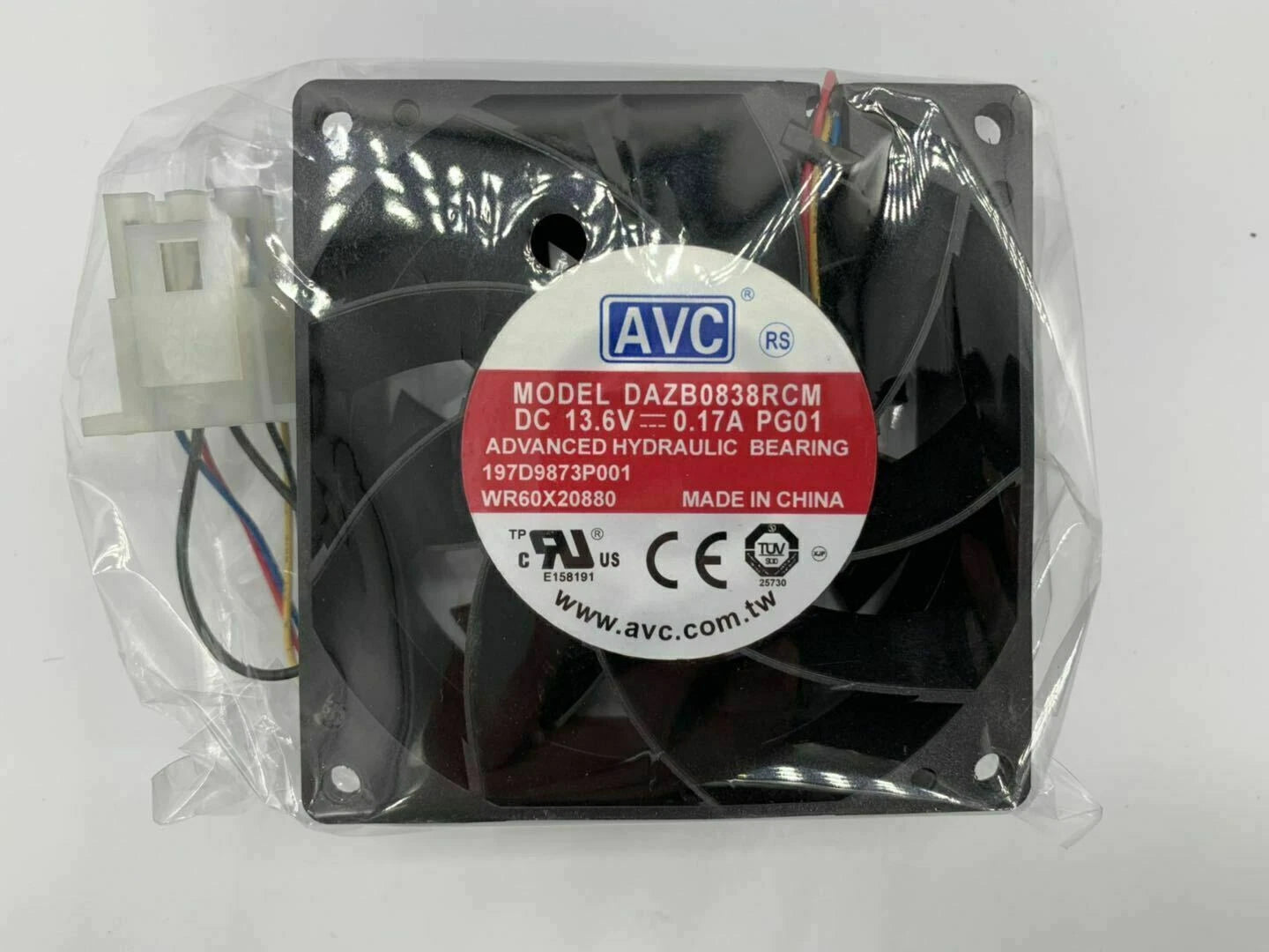 1x AVC DAZB0838RCM-PG01 13.6V 0.17A 4-wire temperature control fan