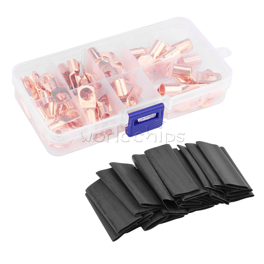 60pcs Wire Terminal Connector SC Ring Terminal Block + 80pcs Heat Shrink Tube