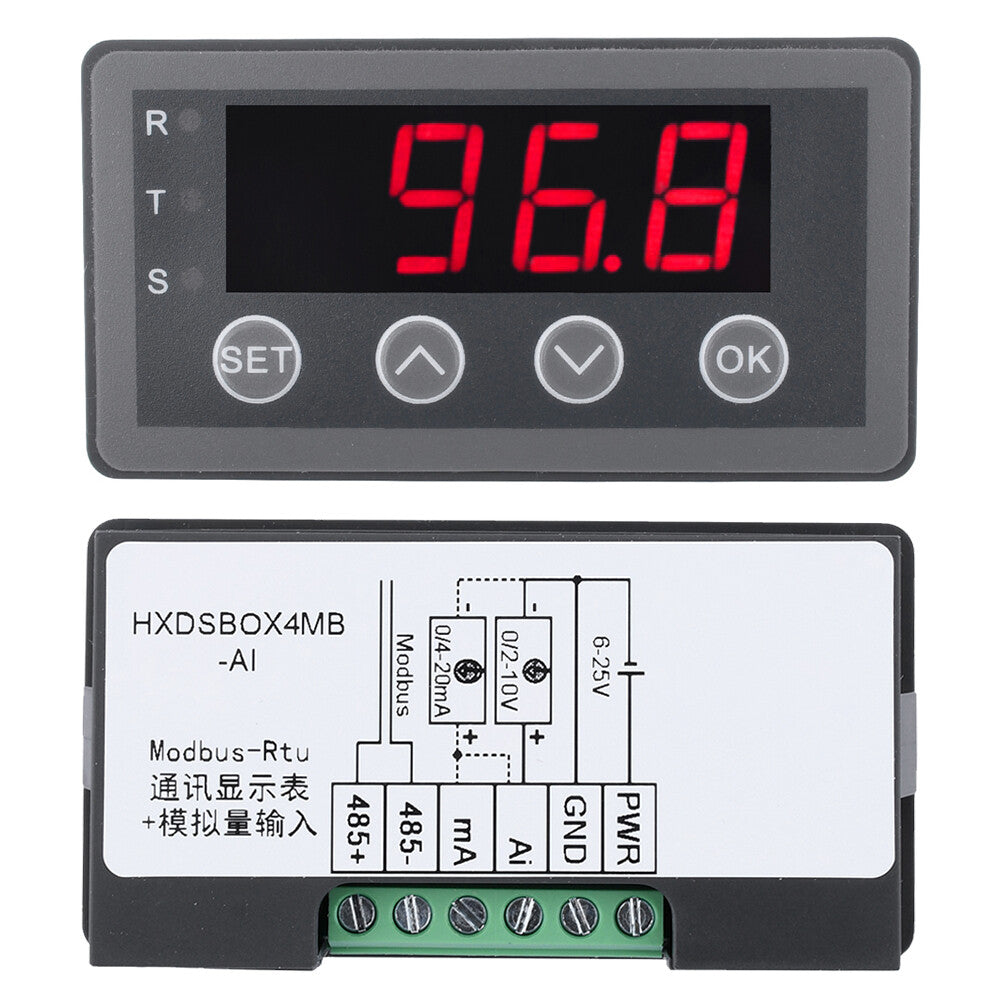 DC 6-25V 40mA 0.56 inch Digital Display Meter RS485 Modbus-Rtu Analog Signal