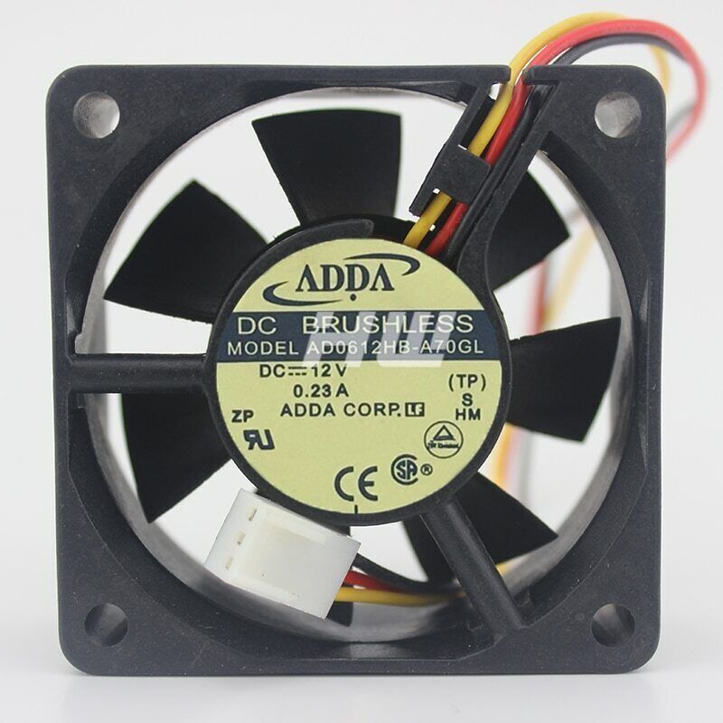 For ADDA AD0612HB-A70GL DC12V 0.23A 60x60x25mm 3 Pin Case/CPU Cooling Fan