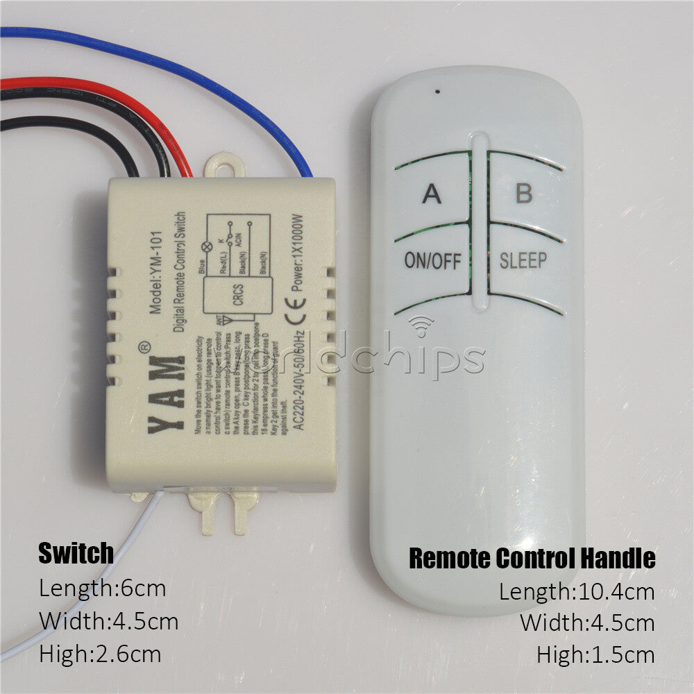 1/2/3/4 Way 220V Wireless Remote Control Switch Light Lamp Receiver Transmitter