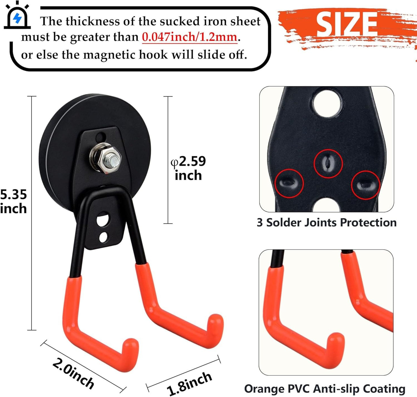ULIBERMAGNET Heavy Duty Magnetic Garage Hooks,4 Pack Strong Large Magnet Hooks f