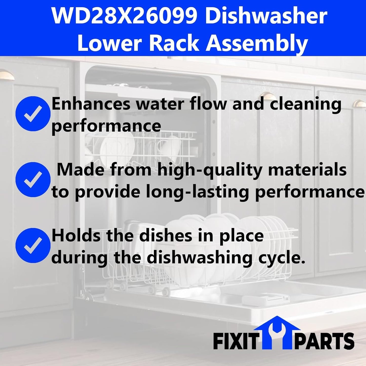 Dishwasher Lower Dishrack Assembly - Compatible with GE Models, US Supplier