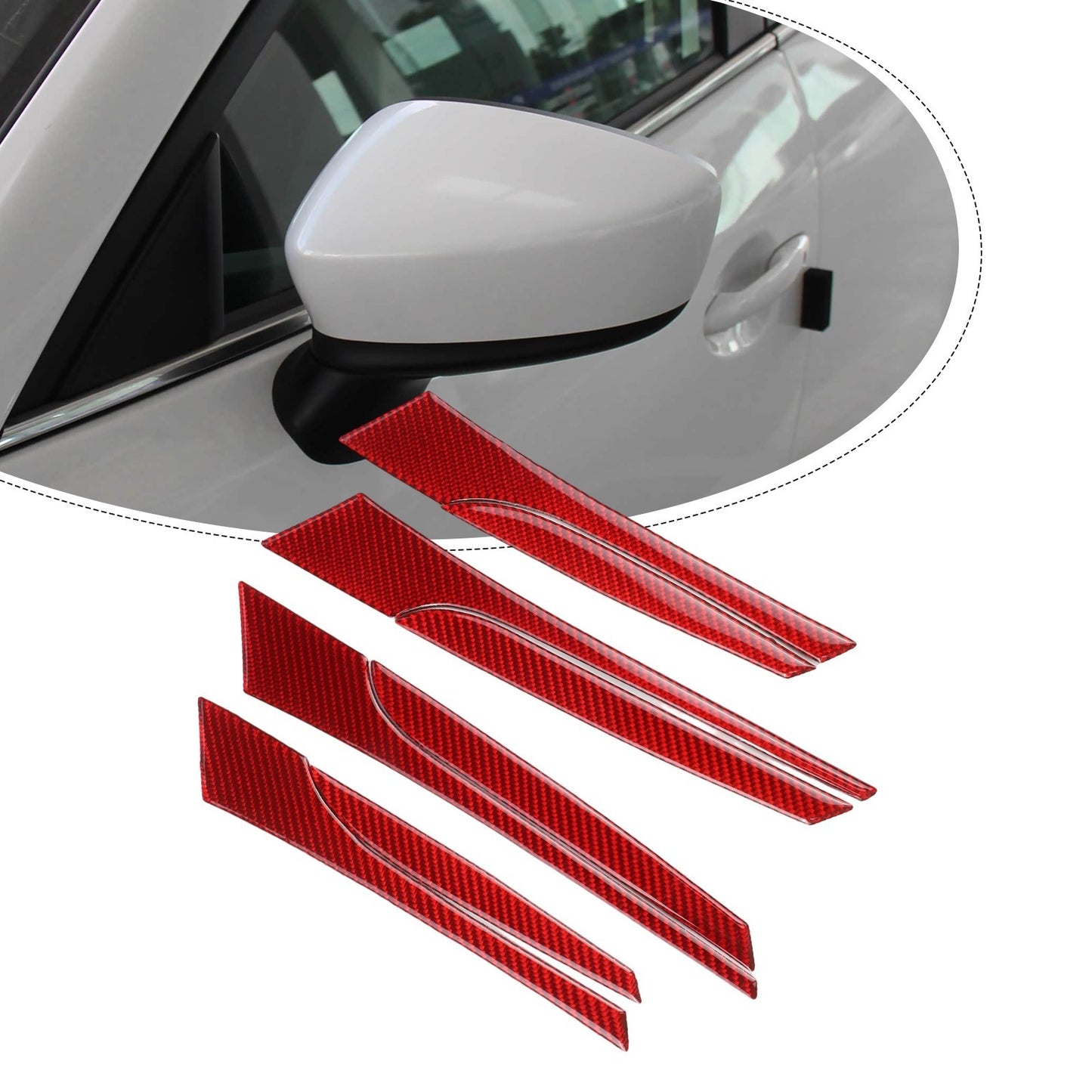 For Mazda Compatible Easy Install Inner Trim Strips in Vibrant Red Carbon Fiber