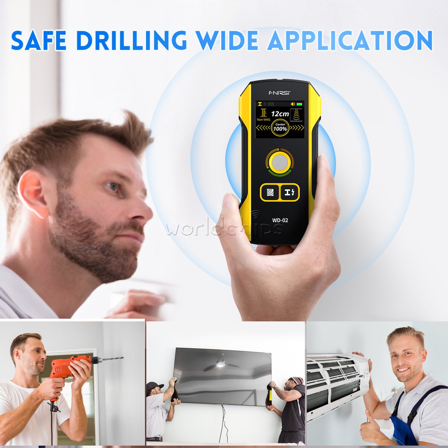 FNIRSI WD-02 Metal Detector Wall Scanner for AC Live Cable Metal Wood Stud Find