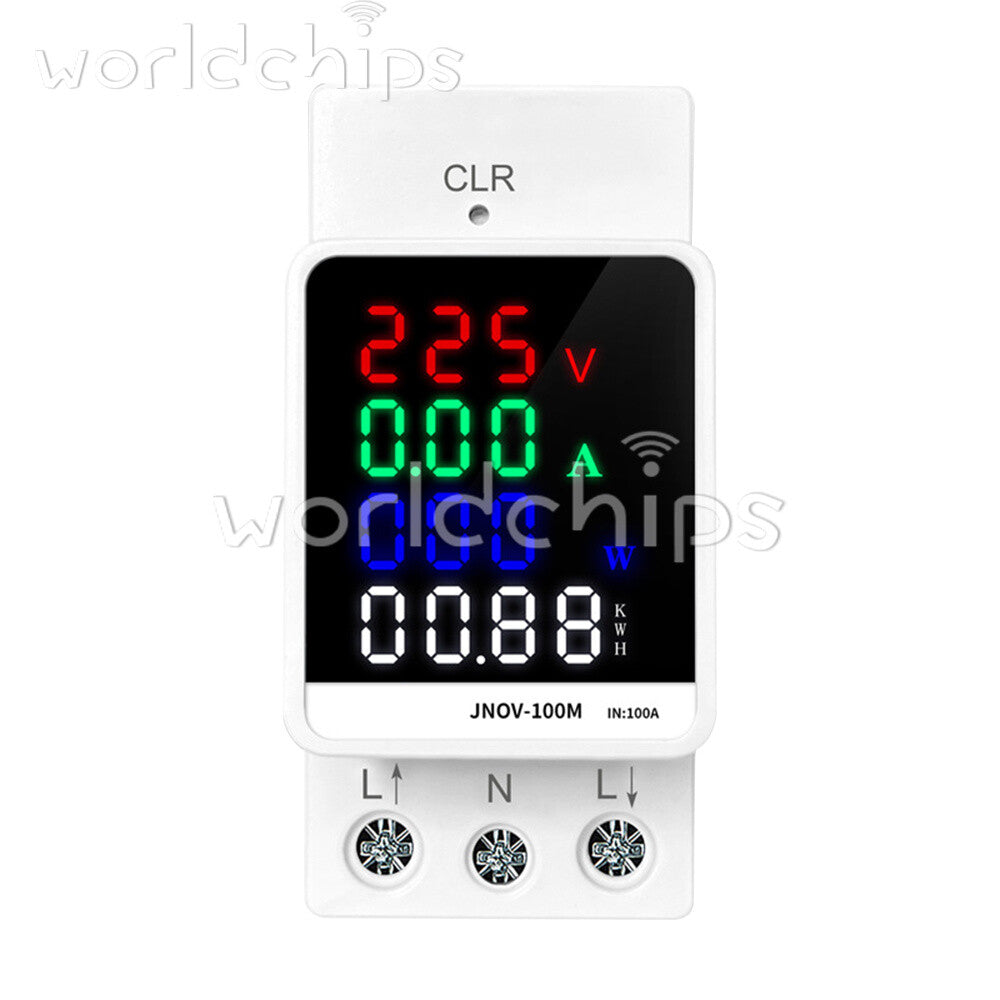 4IN1 Din Rail AC110V 220V 100A Voltage Current KWH Electric Energy Monitor Meter