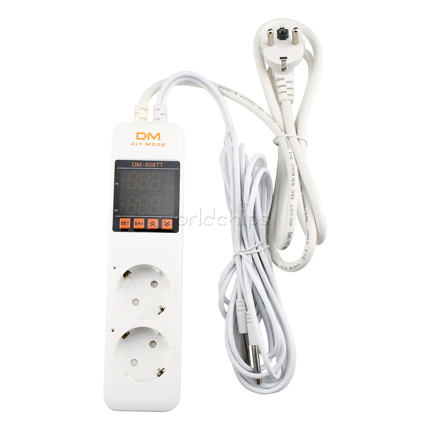 DM-808TT AC 85-250V 10A Digital thermostat Controller Power Socket EU+US Pulg
