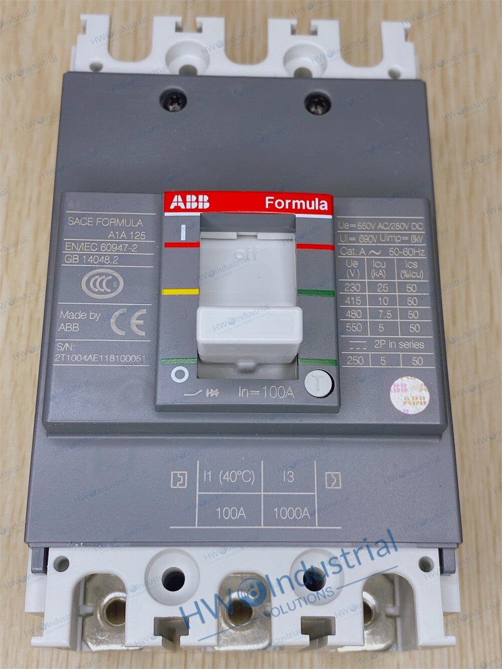1/Piece MCCB  A1A125 TMF100/1000 FF 3P 100A ABB Tmax Molded Case Circuit Breaker