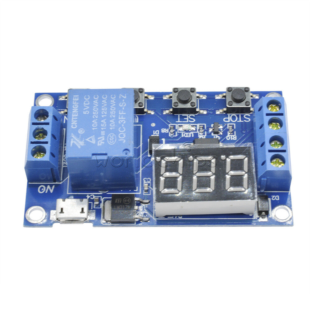 10PCS Digital LED Trigger Delay Cycle Timer Switch Relay Module Micro USB 5V