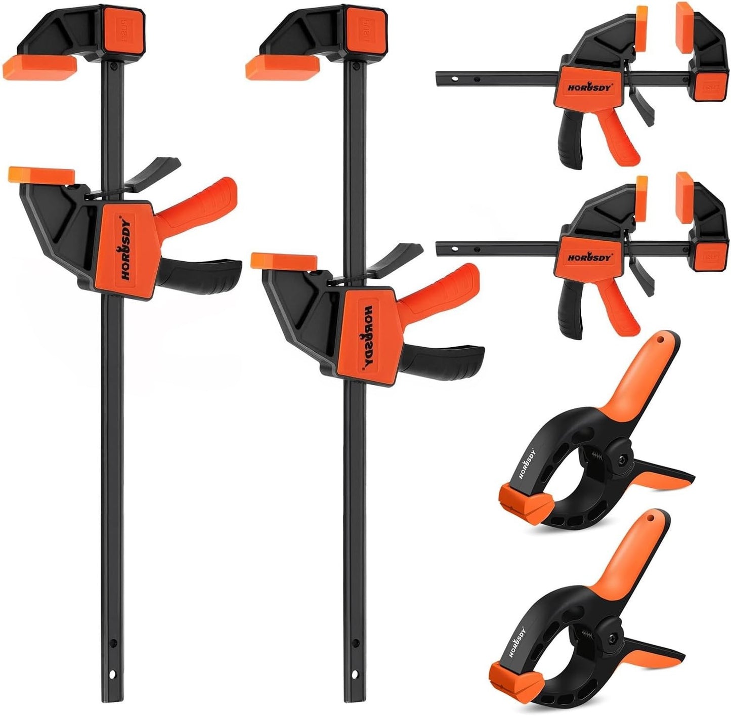 6-Pack Wood Clamps for Woodworking, 12" and 6" Bar Clamps, Wood Working Clamp Se